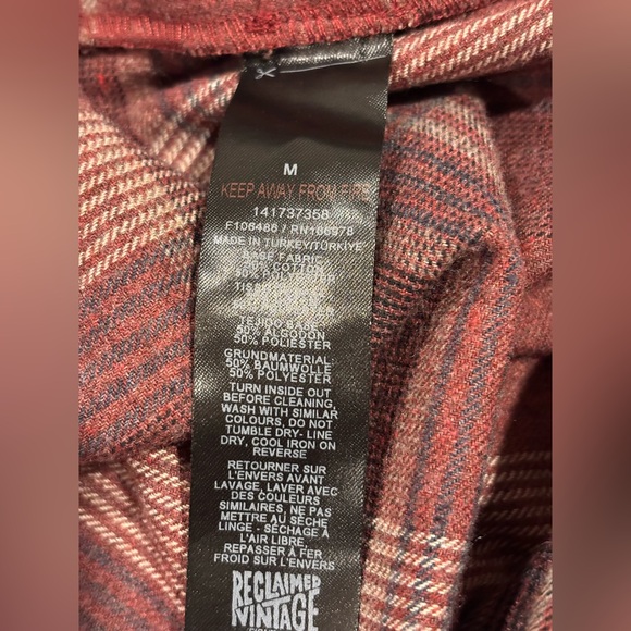 Reclaimed Vintage Burgundy Plaid Top - Picture 9 of 9